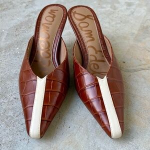 ✨ Sam Edelman “Tev” Pointed-Toe Leather Mule Pumps – Women’s 6